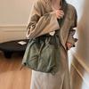 Trendy Cloth Bag Large Capacity Fashion Solid Color Shoulder Bag Casual Messenger Bag Pleated Commuter Tote Bag