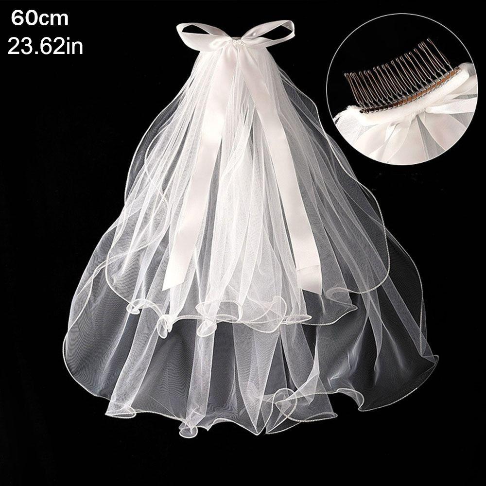 Wedding Accessories Lace Edge Two Layer Photo Veil Bridal Veil Women's Tulle With Comb Wedding Veil