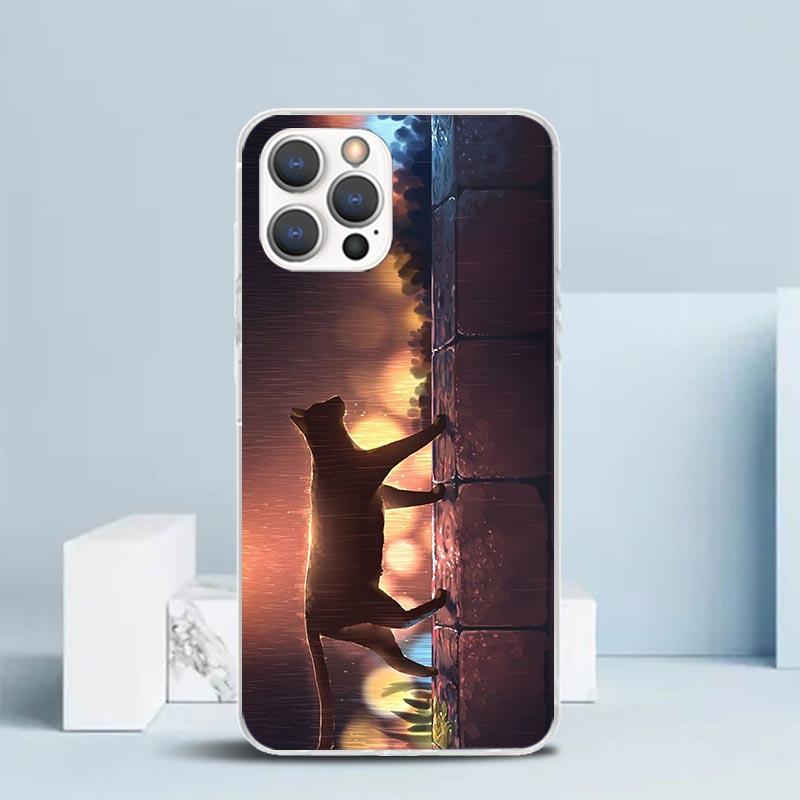 

Anime Cat Rain Animal Phone Case For IPhone 16 17 Air 16E 15 14 Plus 13 Mini 12 11 Pro Max 7 8 + SE 2020 Soft TPU Back Cover 16 iPhone 14