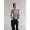 iiiamx Women's Slim Fit Twist-Detail Long Sleeve T-Shirt
