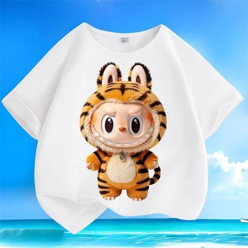 Labubu Kreslený 3D potisk Dětská trička Vtipné Chlapecké Dívčí Krátký rukáv Top Ležérní Trend Dětské oblečení