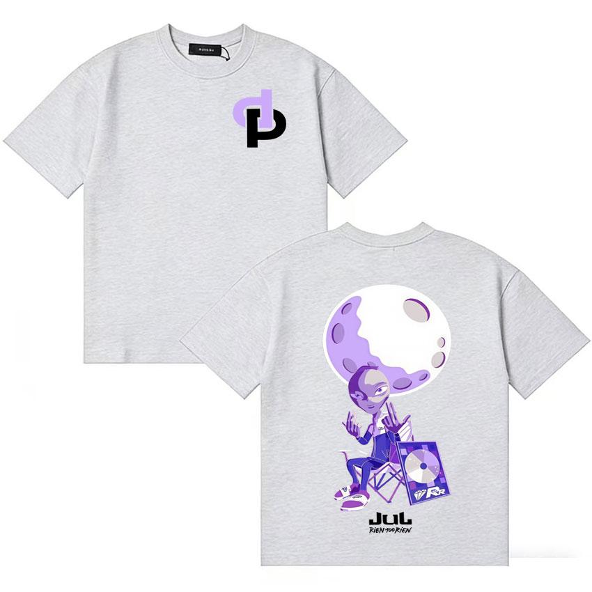 Rapper Jul Rien 100 Rien Print Tshirts French Streetwear Unisexs Women Humor Oversized Tshirt Cotton Shortsleeved Casual T Shirt