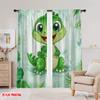 2pcs,2D Plane Printing Popular Curtains Dino Smile Polyester Easy Install (without Rod) Festive for Kitchen, Bedroom & Living