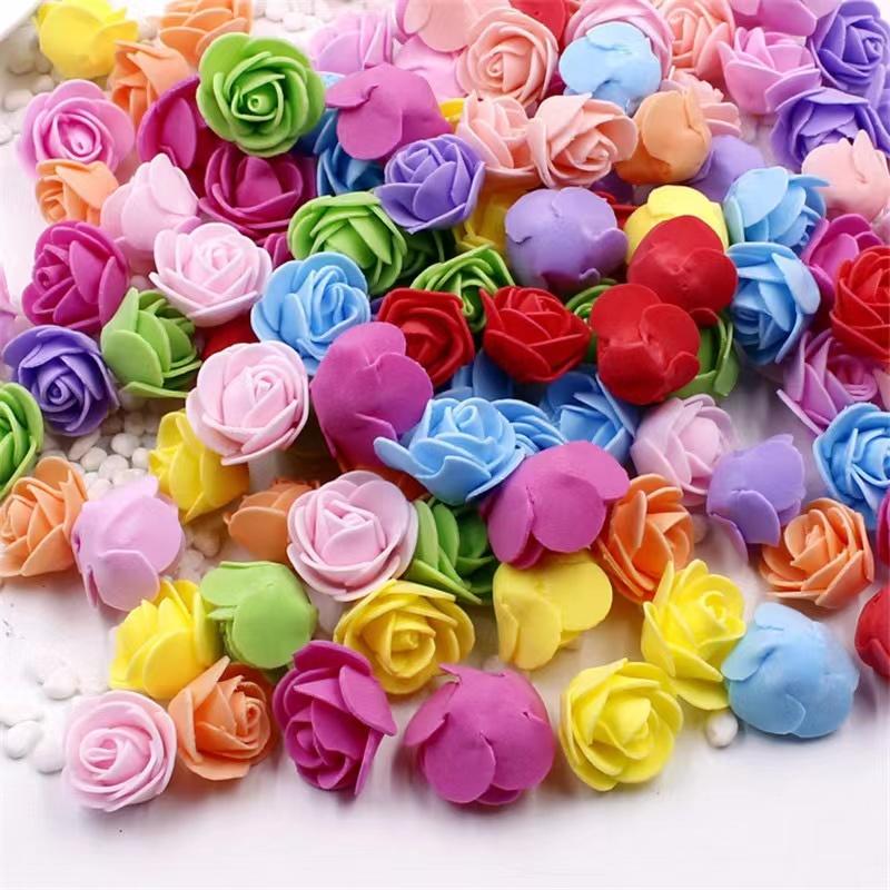 50~200 Stück Künstliche Rosenköpfe Schaumstoff Künstliche Blumen für Rosenbär Valentinstagsgeschenk Hochzeit Handgemacht DIY Blumendekorationen