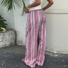 Women's Casual Drawstring Waist Pants Lightweight Loose Fit Wide Leg Striped Lounge Trousers Comfortable Everyday Wear