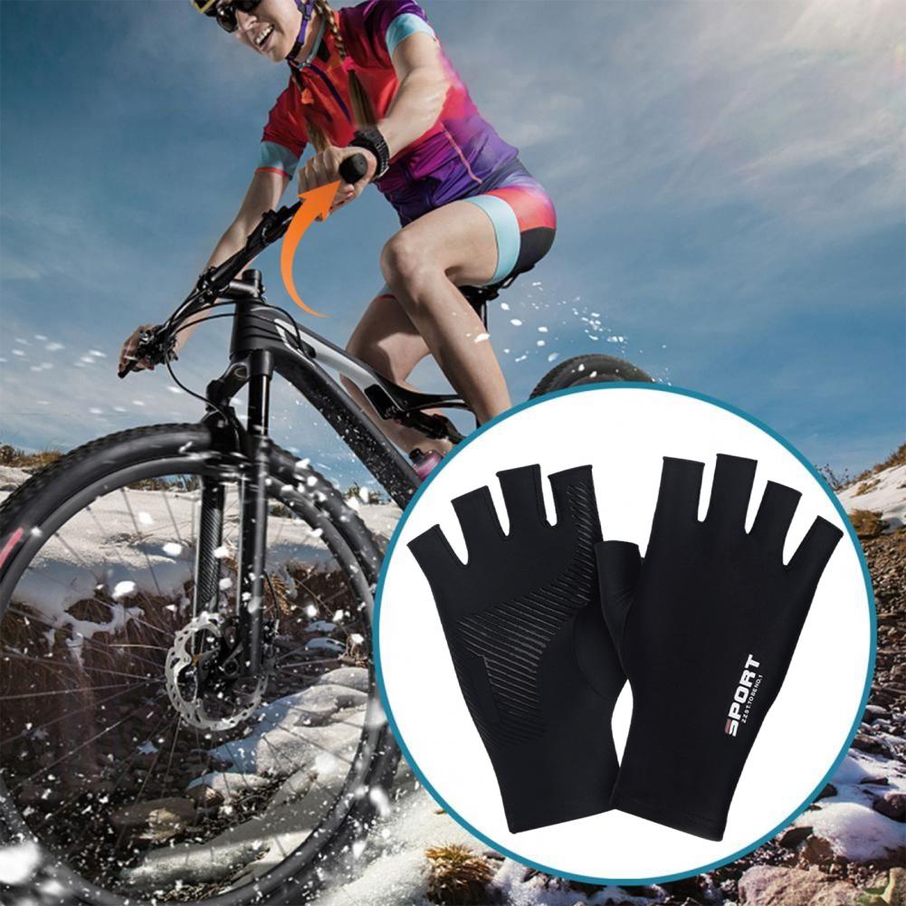 Sunscreen Gloves Solid Color High Elastic Breathable Non-slip Half-Finger Gloves Sun-Protection Spandex Women Men Summer Outdoor