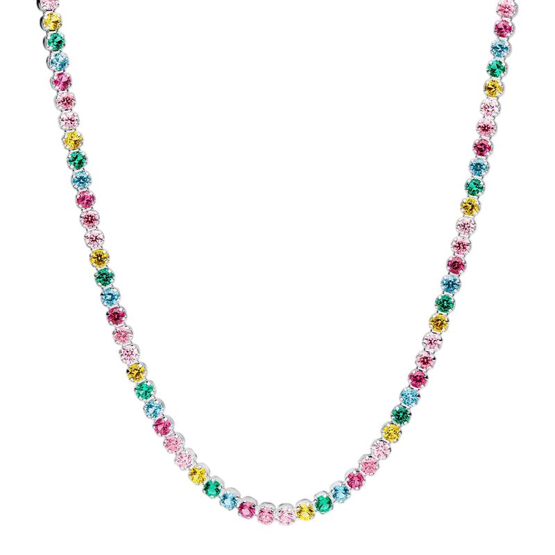 new 925 silver rainbow tennis necklace for women DIY fashion boutique wedding party jewelry gifts