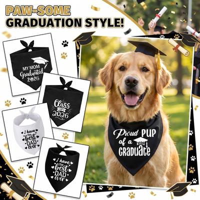 Haustier-Abschluss-Bandana Hundeschal Verstellbares Binden mit Abschlusskappen-Design Leichtes Baumwollgewebe für kleine, mittlere, große Hunde und Katzen
