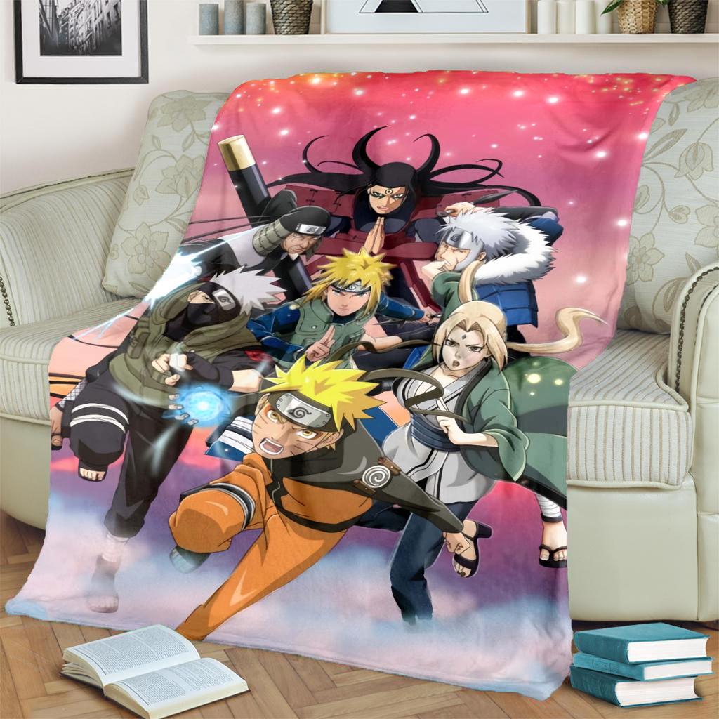 Anime-Naruto Print Blanket Warm Comfortable Flannel Blanket for Bedrooms, Sofas, Beds, Chairs, Picnics, Travel -LXR58