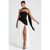 Women's Tube Top Solid Color Split Dress Fashionable and Sexy Halter High Split Dress
