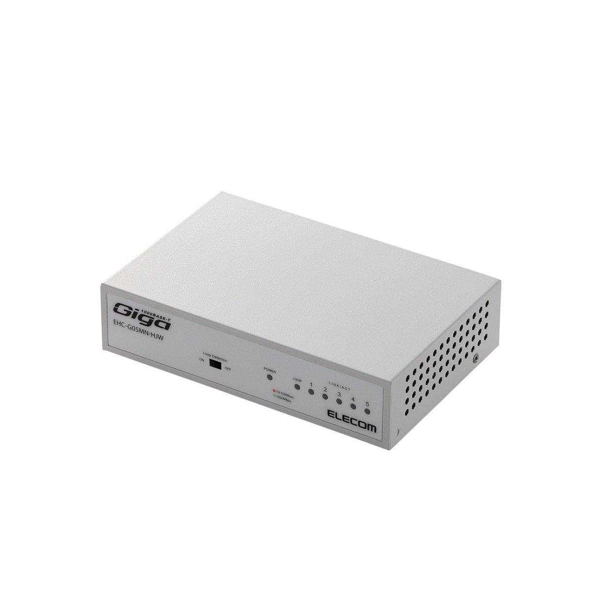 

ELECOM Switching Hub Gigabit 5 Port with Magnet Power Supply Metal Housing Built-in EHC-G05MN-HJW білий