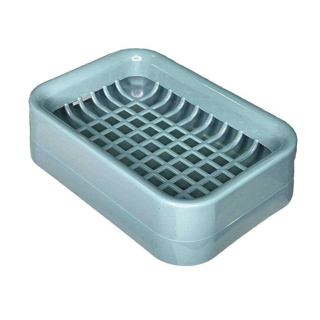 1pc Nordic Creative Soap Dish with Drainage, Double Layer Plastic Rectangular Soap Holder with Lid, Portable Bathroom and Laundry Soap Tray
