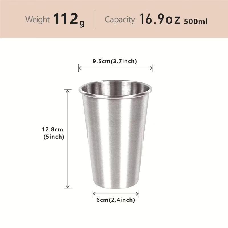 Thickened 304 Stainless Steel Beverage Tumbler - 500ml, 2-Pack