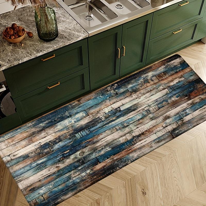 Vintage Wood Print Kitchen Rug, Non-Slip Cushioned Comfort Standing Mat, Heavy Duty Floor Carpet for Home Sink Laundry, 1PC