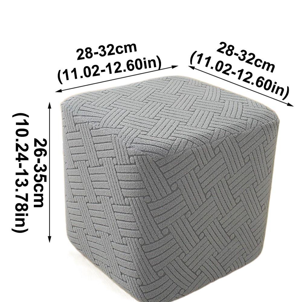 Elastic Jacquard Ottoman Cover Solid Color Footrest Slipcover New Footstool Case  Home Decor