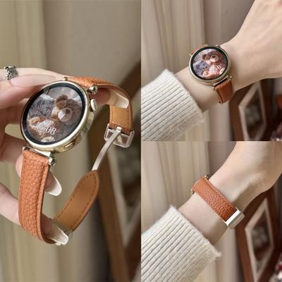 Para Huawei Gt6/Gt5Pro Pulseira de Couro Granulado com Fivela Magnética Gt4 Relógio Feminino Pulseira 18M
