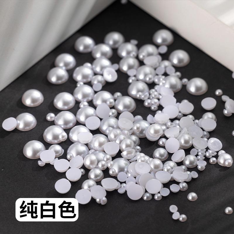 High Quality 3mm-40mm ABS Pearls With Hole Multi Sizes Nonporous Pearl Loose Beads Semicircle Plastic Pearls for Garment