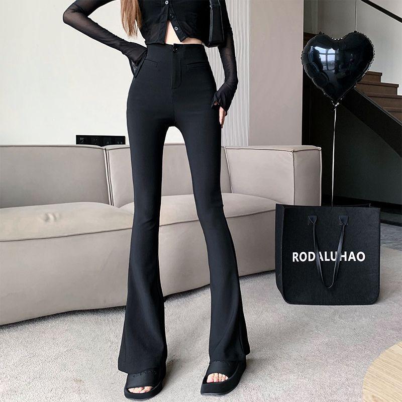 

Women s Black High-Waisted Spring/Summer Flare Pants - Stretchy, Slimming, Floor-Length Bell Bottoms 2XL [Recommended 137-150 lbs]
