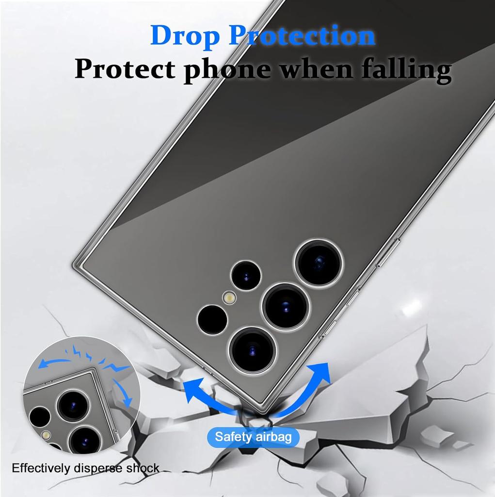 För Samsung Galaxy S24 Ultra TPU-skal Transparent Skyddande Baksida Anti-fingeravtryck