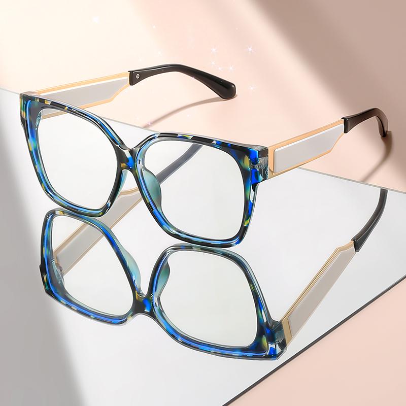 New High-end Metal Leg Classic and Simple Flat Light Glasses for Street Shooting Decoration with Anti-blue Light