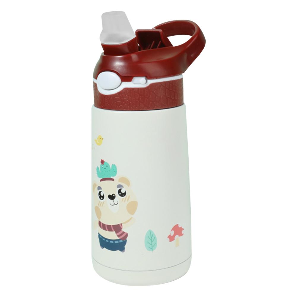 

400 мл Детская бутылка для воды Животное Детская чашка с соломинкой 316 Нержавеющая сталь Вакуумные термосы Тамблер Термокружка Вакуумная кружка 400ml красный