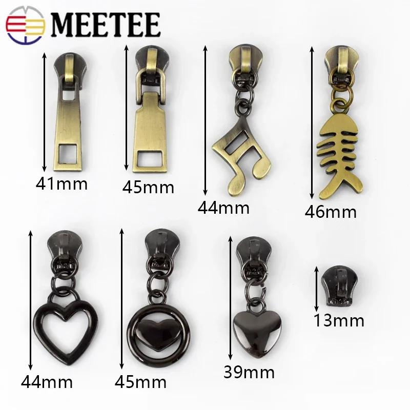 5/10/20Pcs Meetee 5# Zipper Slider for Metal Zips Handbag Purse Zippers Puller Head Jacket Replace Zip Closure Repair Accessory