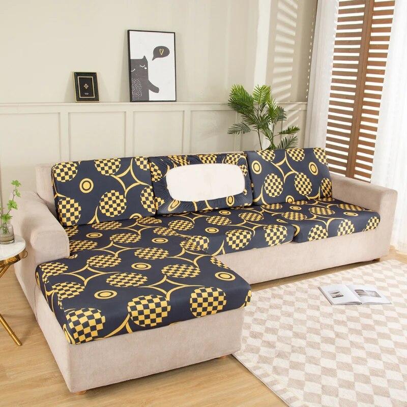 New Floral Printed Stretch Sofa Seat Cushion Cover Backrest Cover Protector for Couch Sofa Cover L Shape Chaselong Slipcovers