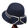 Ladies Top Hat Woolen Basin Hat Old and New Autumn and Winter Elegant Bow Fashion British Versatile Fisherman Hat