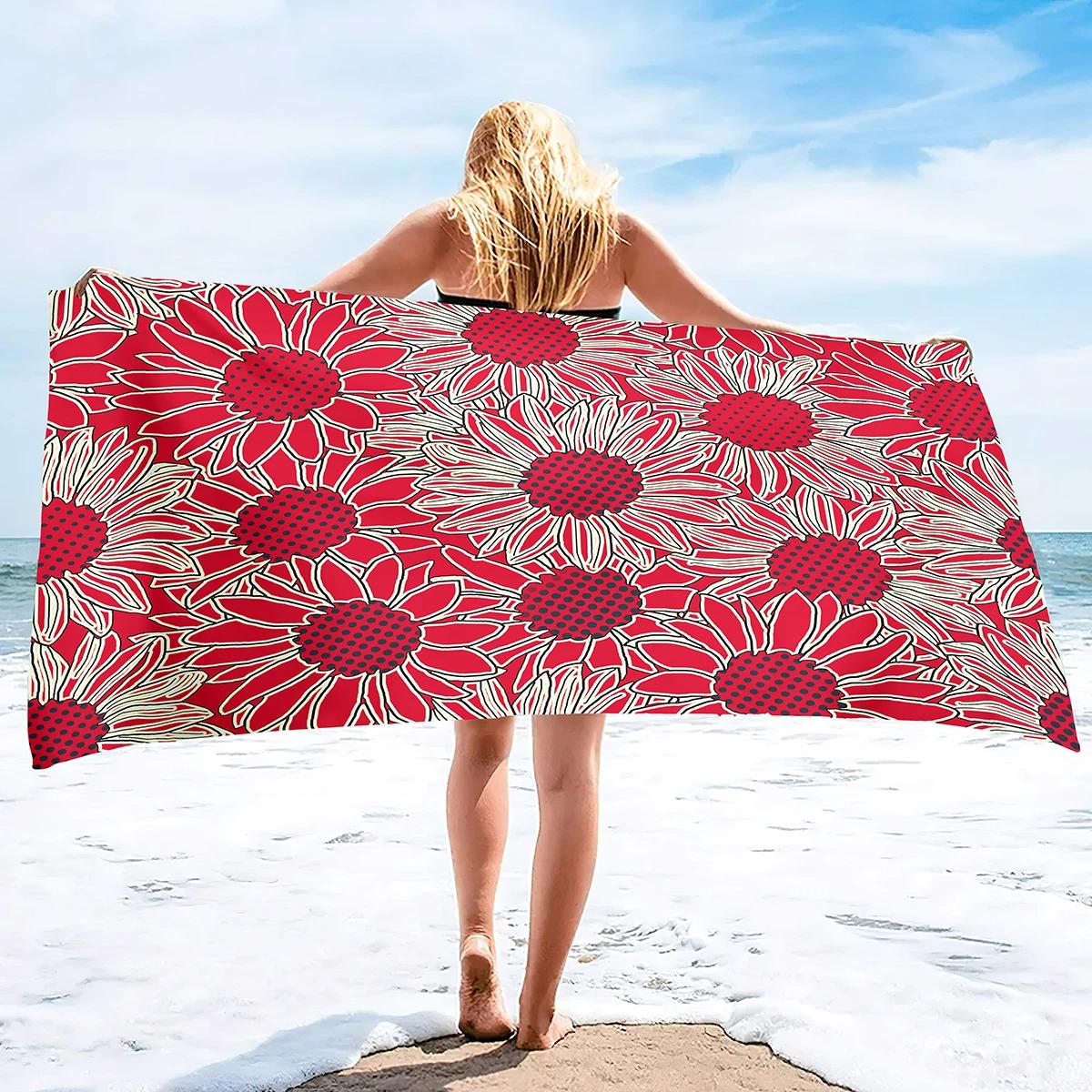 

Vintage Floral Beach Towel Microfiber Quick Dry Botanical Flower Bath Towel Oversized Sand Free Travel Swim Decor Gift for Women W40*H60(CM)