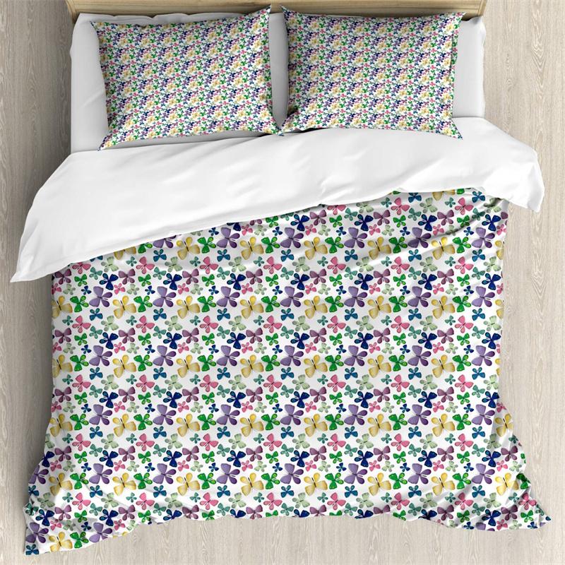 Comforter Butterfly Romantic Spring Theme Bedding Set Colorful Flying Butterflies Twin Full For Girls Teen Deocr