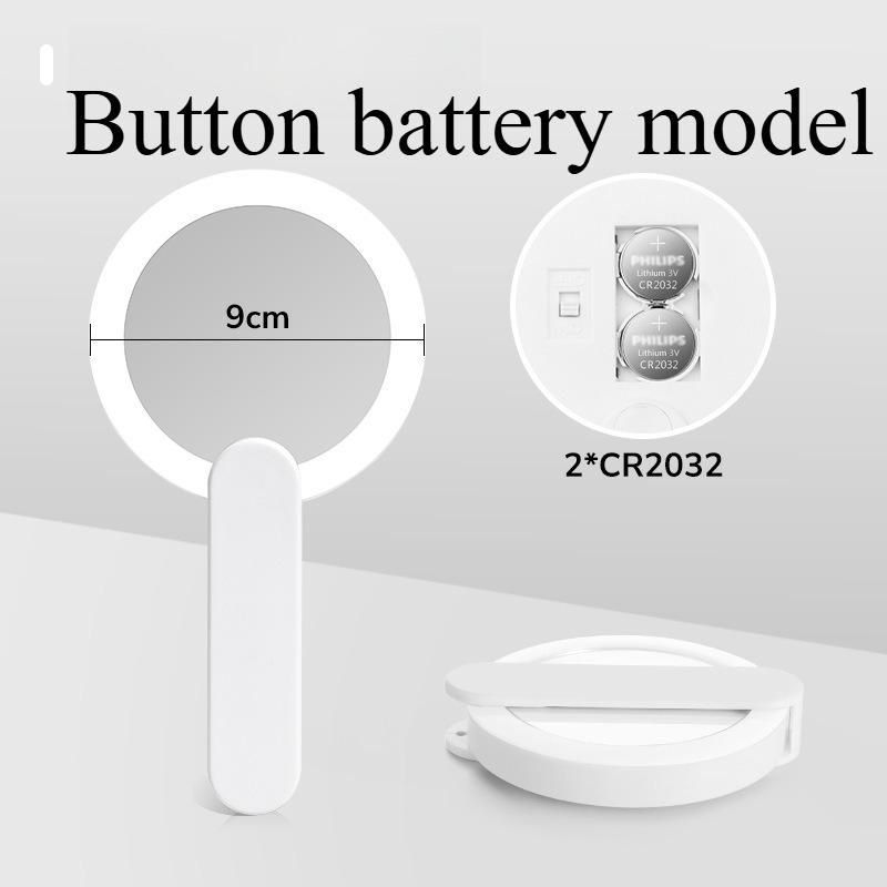 

Mini Handheld Mirror Magnetic Suction Multifunctional Double-sided Portable Folding and Rotating LED Makeup Mirror with Light білий