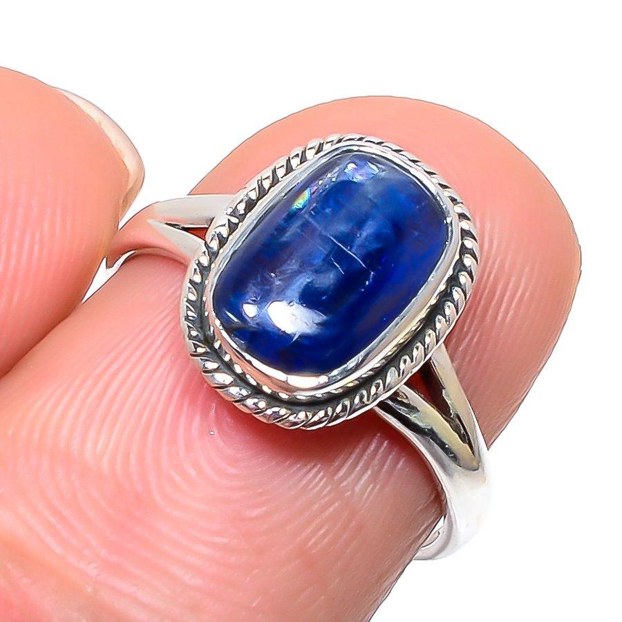 

Natural Kyanite Gemstone Handmade 925 Solid Sterling Silver Gift Ring S.7 d3W16