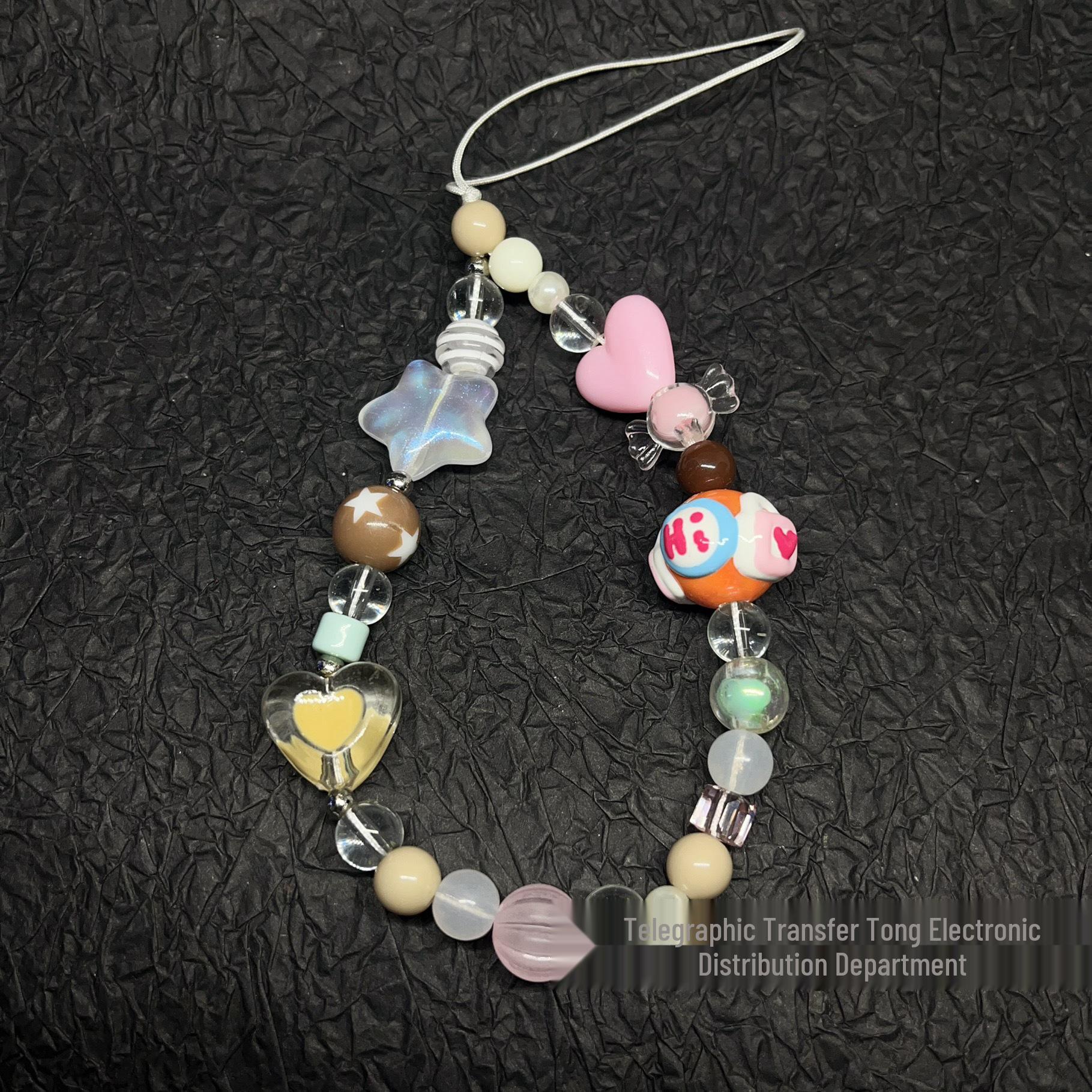

Cartoon Heart Beaded Phone Case Lanyard - DIY Bracelet & Camera Anti-Lost Pendant