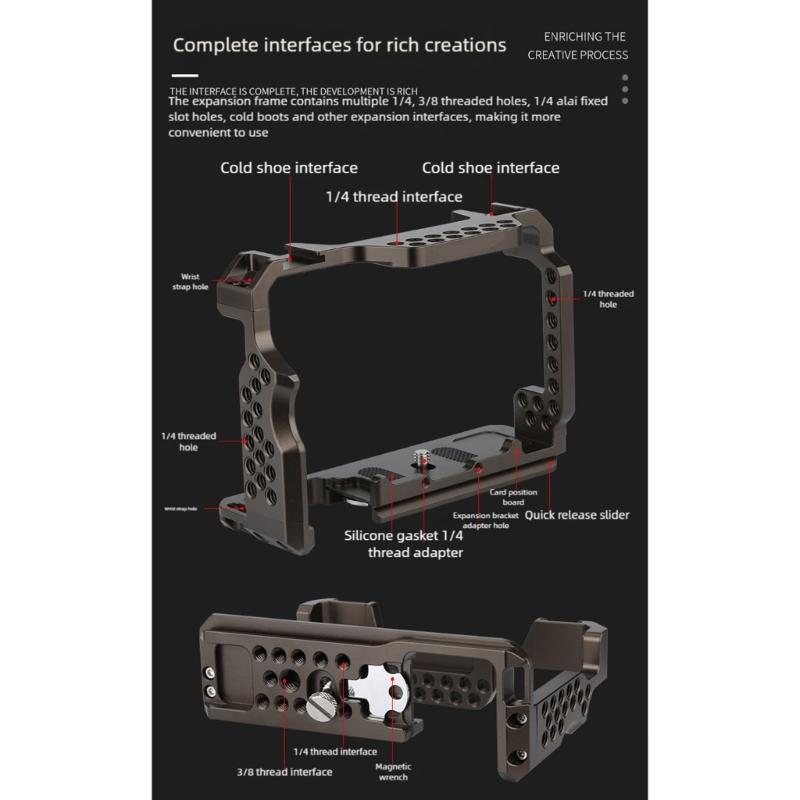 Professional Camera Cage Camera Full Cage for A7M3/A73/A7R3/A7R2 Aluminum Video Rig Button Cold Shoe QR Base Accessories