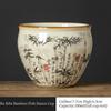 Taza de Té China de Bambú de 120 ml Cerámica Ru Yao Apertura Amarilla Hermosa Taza de Té Flores Vajilla Taza de Maestro Juego de Té KungFu