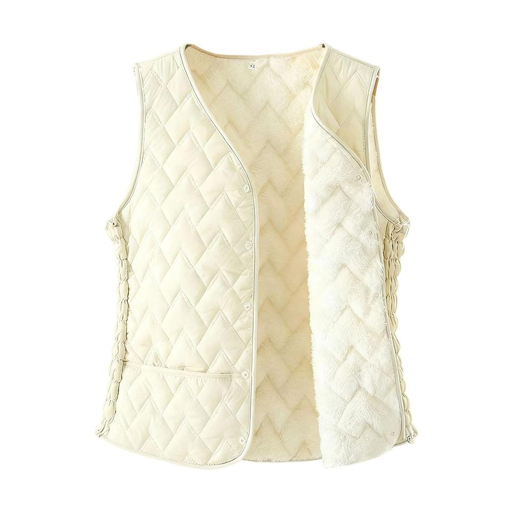 Women's Winter Fashion Casual Sleeveless Vest Outerwear Warm Cotton-Padded Lightweight Coat