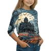 Kids Casual Long Sleeve T-Shirt with Halloween Print Round Neck for Party Costume