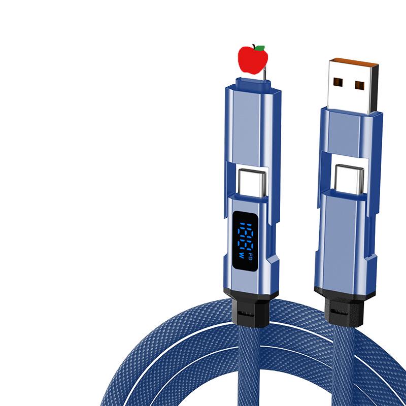 120W Fast Charging 4-in-1 Data Cable for Apple 15/16 & Huawei Dual Type-C, 6A