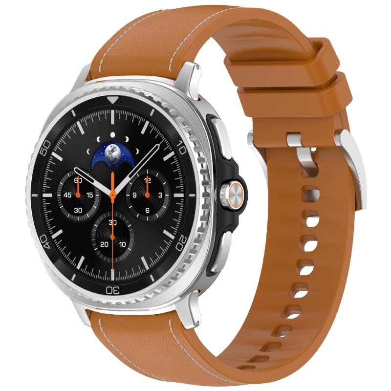 Flexible Silicone Watch Band Straps With Leather Accent For 40mm 44mm 46mm Models Comfortable Daily Wear Gym To Office