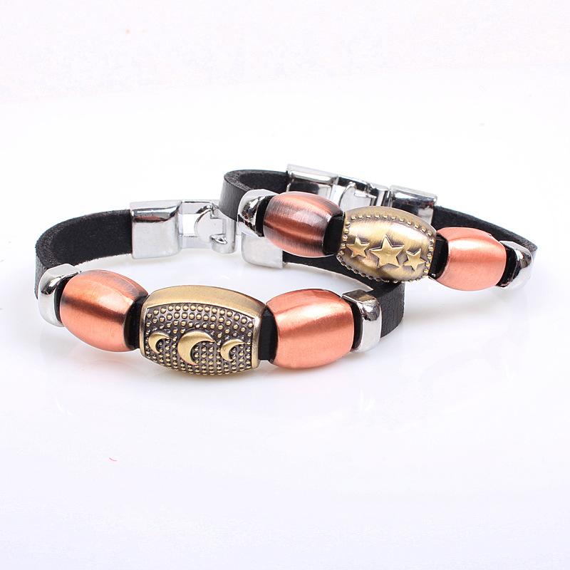 JMXD Vintage Circle Bronze Beaded Bracelet Handmade Gender Symbol Unisex Stretch Skull Infinity Rope Wristband Retro Punk Gift Jewelry