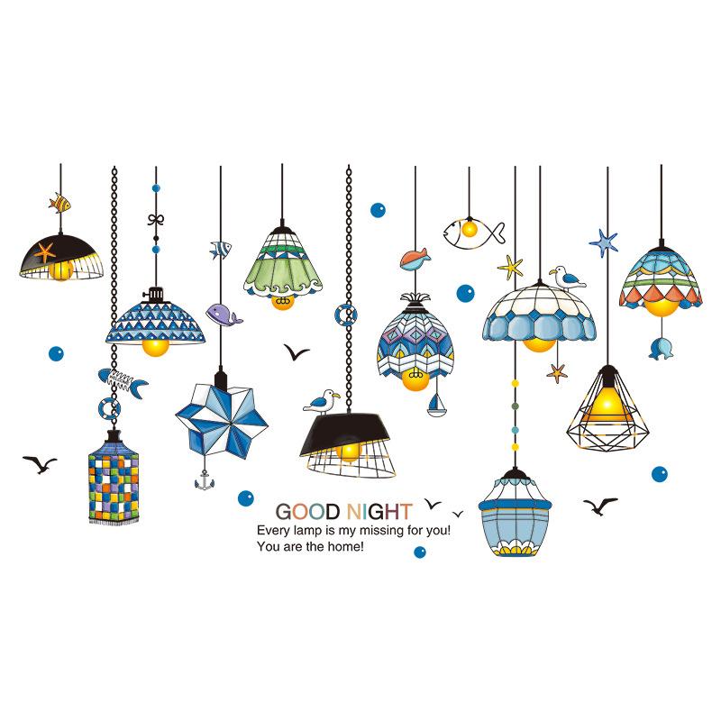 XY9001 Creative Nordic Ins Style Wall Decorative Wall Stickers Self-adhesive Wallpaper Chandelier Bedroom