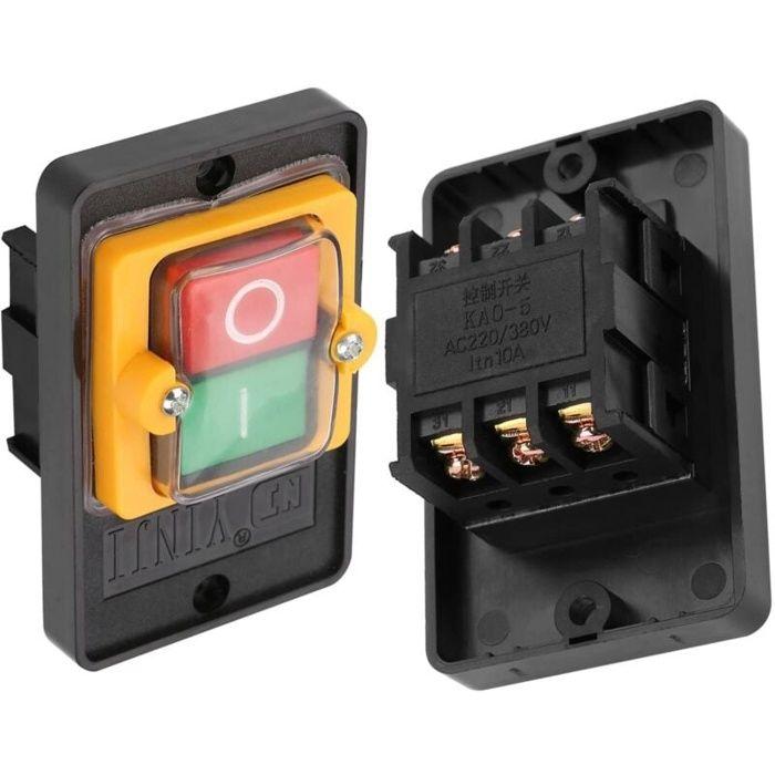 Commutateur à Bouton Poussoir, AC220V / 380V 10A Bouton Poussoir Étanche Interrupteur Sécurité Interrupteur à Bouton-Poussoir
