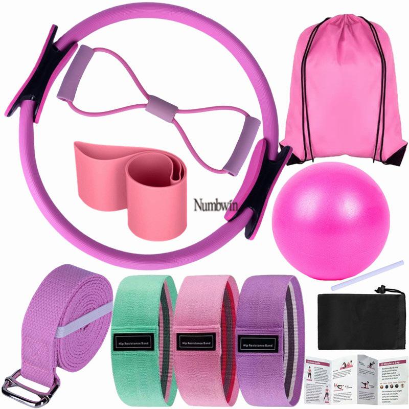 Conjunto de Pilates para el Hogar para Mujer Numbwin: Anillo de Pilates, Pelota de Yoga y Bandas de Resistencia