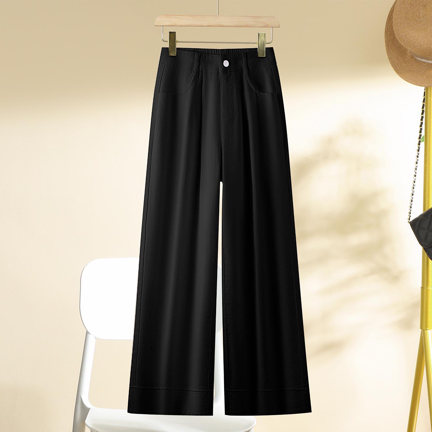 

Хлопковые джинсы с высокой посадкой, белой варкой, широкими штанинами, для женщин - Весна/Осень 2025 27 (Fits 95-105 lbs) чёрный