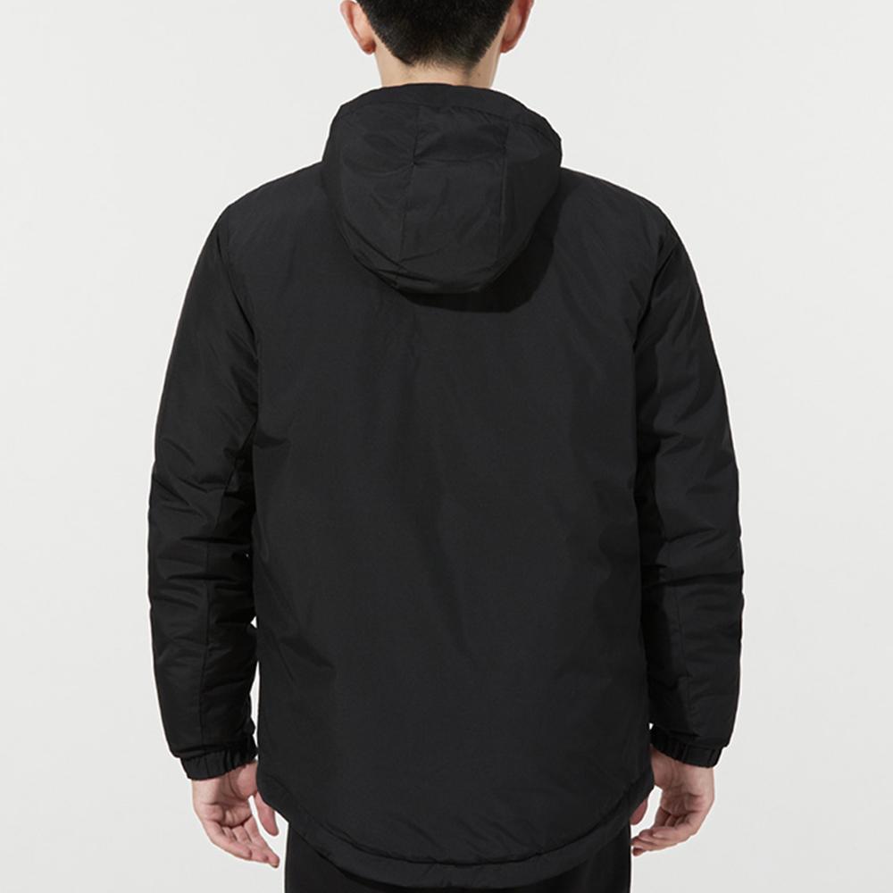 Adidas Neo Striped Print Sports Hooded Cotton Jacket Winter Men Jacket Black H45251