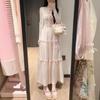Pink French Lace Patchwork Camisole Dress - Gentle Summer Vacation Style Fairy Long Dress