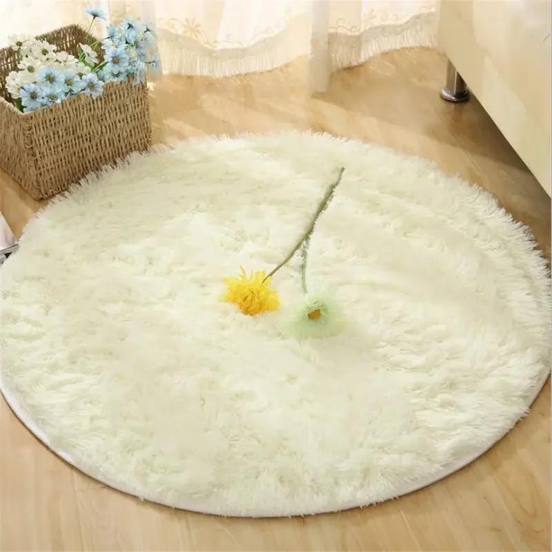 Super Soft Plush Round Rug Mat Fluffy White Carpets for Living Room Home Decor Bedroom Kid Room Decoration Salon Thick Pile Rug