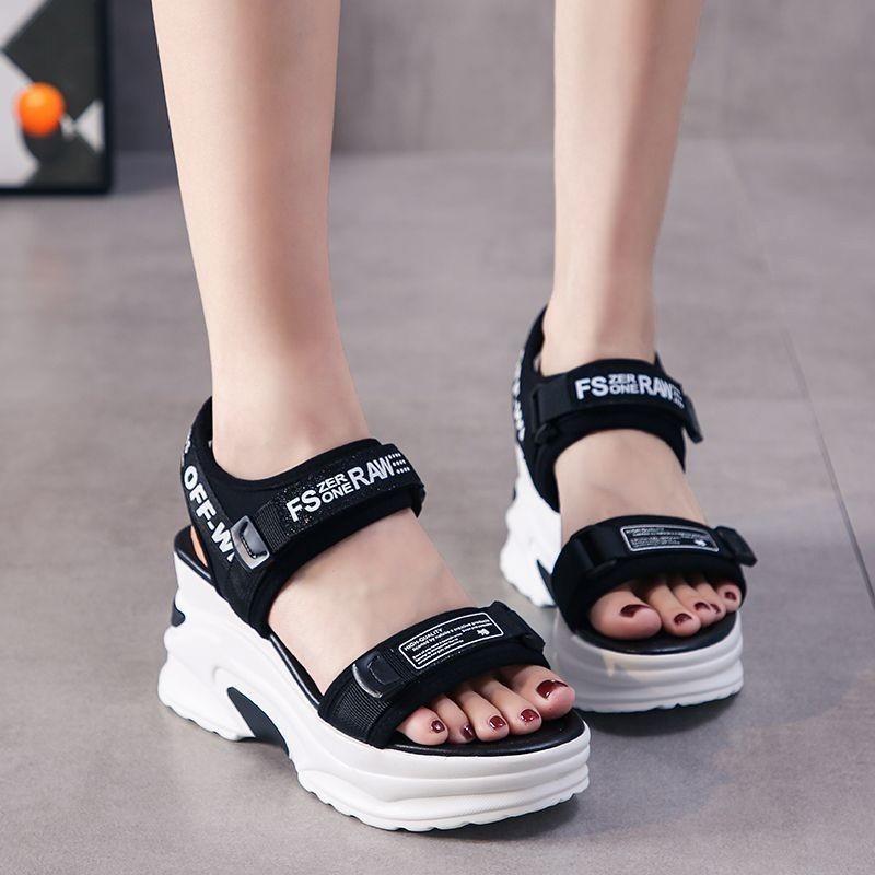 Sports sandals women's new summer versatile fish mouth wedge heel muffin thick-soled dad high-heeled women's shoes