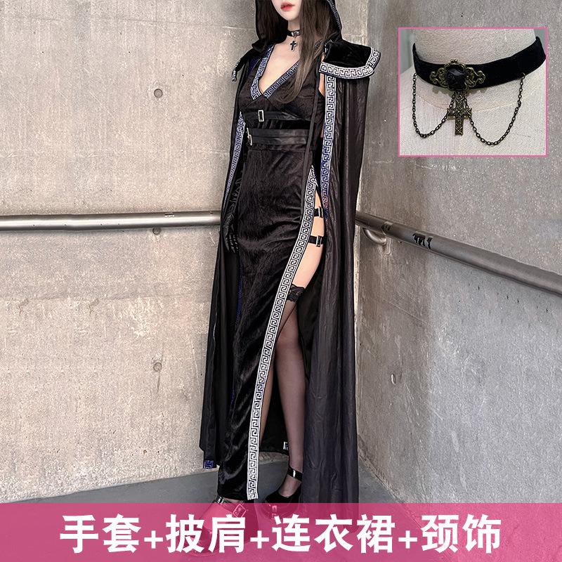 Halloween costume sexy witch costume dark European and American babes slim robe nightclub cosplay costume