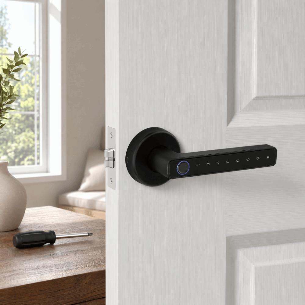 Bluetooth Electronic Digital Door Handles Remote Lock Biometric Door Lock Indoor Use